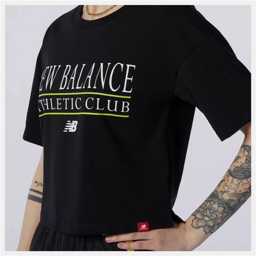 Sieviešu Krekls ar Īsām Piedurknēm New Balance Essentials Athletic Club Boxy Melns image 3