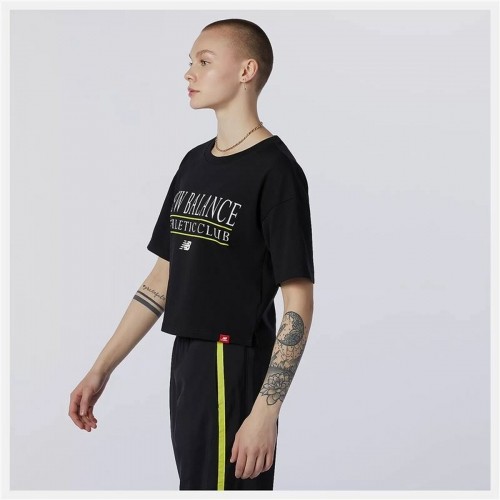 Sieviešu Krekls ar Īsām Piedurknēm New Balance Essentials Athletic Club Boxy Melns image 4