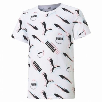 Krekls ar Īsām Piedurknēm Bērniem Puma AOP Balts