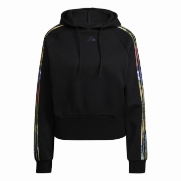 Sieviešu Sporta Krekls ar Kapuci Adidas Allover Print Melns