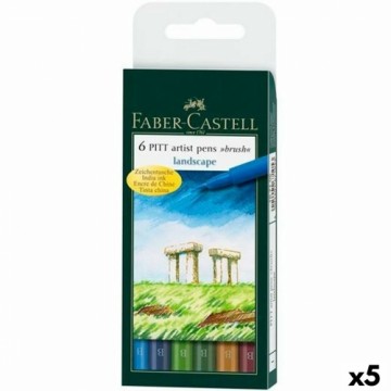 Flomasteru Komplekts Faber-Castell Pitt Artist Landscape Atvejis 5 gb.