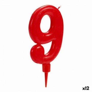 Bigbuy Home Вуаль Красный День рождения Номера 9 (12 штук)