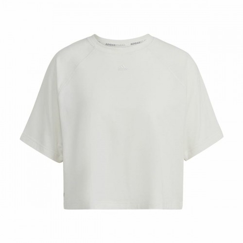 Sieviešu Krekls ar Īsām Piedurknēm Adidas Aeroready Wrap-Back Balts image 1
