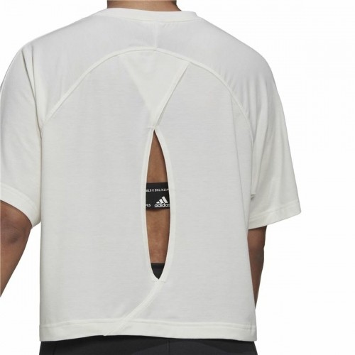 Sieviešu Krekls ar Īsām Piedurknēm Adidas Aeroready Wrap-Back Balts image 3