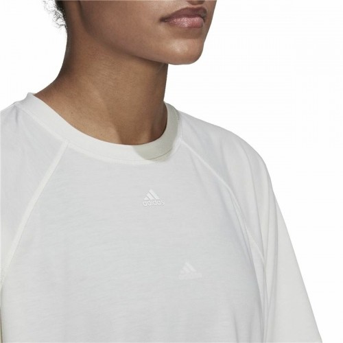 Sieviešu Krekls ar Īsām Piedurknēm Adidas Aeroready Wrap-Back Balts image 4