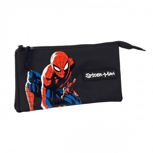Trīsvietīgs futrālis Spiderman Hero Melns (22 x 12 x 3 cm) image 1