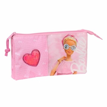 Trīsvietīgs futrālis Barbie Girl Rozā (22 x 12 x 3 cm)