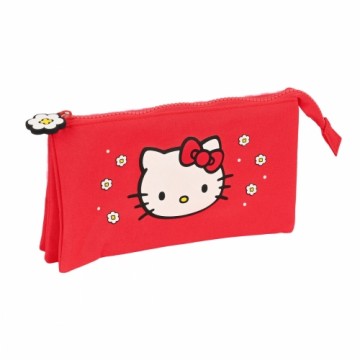 Тройной пенал Hello Kitty Spring Красный (22 x 12 x 3 cm)