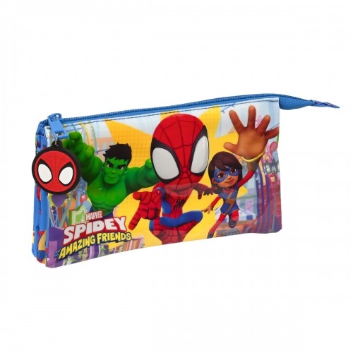 Trīsvietīgs futrālis Spiderman Team up Zils (22 x 12 x 3 cm) image 1