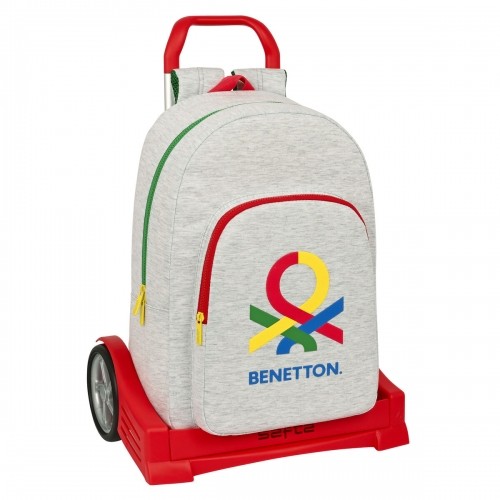 Skolas mugursoma ar riteņiem Benetton Pop Pelēks (30 x 46 x 14 cm) image 1