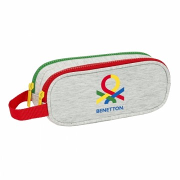 Divkāršs futrālis Benetton Pop Pelēks (21 x 8 x 6 cm)
