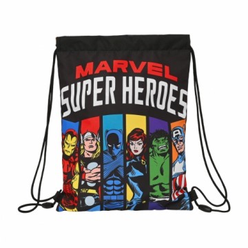 Mugursoma ar lencēm The Avengers Super heroes Melns (26 x 34 x 1 cm)