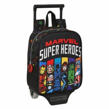 Школьный рюкзак с колесиками The Avengers Super heroes Чёрный (22 x 27 x 10 cm)