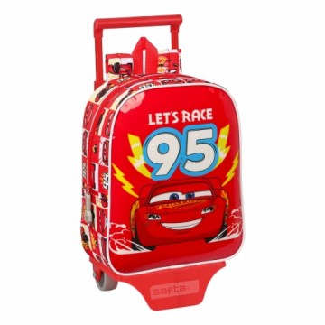Школьный рюкзак с колесиками Cars Let's race Красный Белый (22 x 27 x 10 cm)