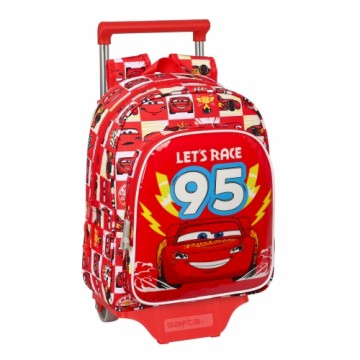 Школьный рюкзак с колесиками Cars Let's race Красный Белый (27 x 33 x 10 cm)