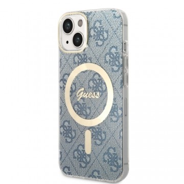 Guess 4G MagSafe Compatible Case + Wireless Charger for iPhone 14 Blue