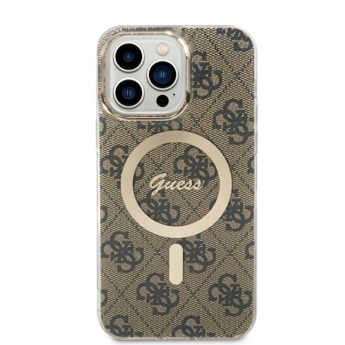 Guess 4G MagSafe Compatible Case + Wireless Charger for iPhone 14 Pro Max Brown image 2