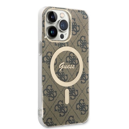 Guess 4G MagSafe Compatible Case + Wireless Charger for iPhone 14 Pro Max Brown image 3