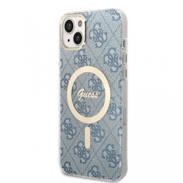 Guess 4G MagSafe Compatible Case + Wireless Charger for iPhone 14 Plus Blue