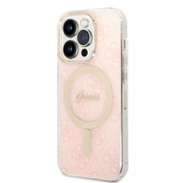 Guess 4G MagSafe Compatible Case + Wireless Charger for iPhone 14 Pro Pink
