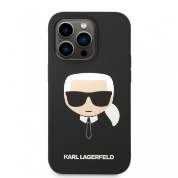 Karl Lagerfeld MagSafe Compatible Case Liquid Silicone Karl Head for iPhone 14 Pro Max Black