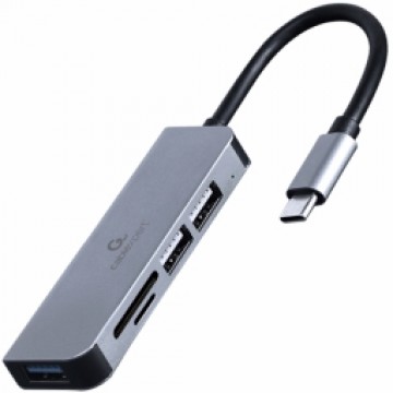 USB Centrmezgls Gembird USB Type-C 3-port with Card Reader