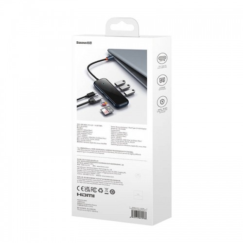 Hub 7in1 Baseus AcmeJoy Series USB-C to 2xUSB 3.0 + HDMI + USB 2.0 + USB-C PD + SD|TF (dark grey) image 5