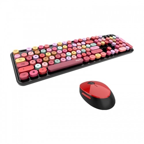 Wireless keyboard + mouse set MOFII Sweet 2.4G (black&red) image 1