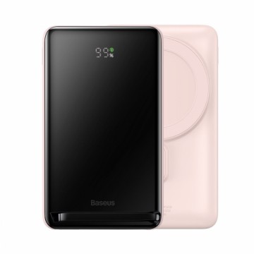 Baseus Magnetic Bracket Wireless Fast Charge Power Bank 10000mAh 20W Pink (With Baseus Xiaobai series fast charging Cable Type-C to Type-C 60W(20V|3A) 50cm white)