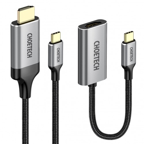 Choetech kit adapter HUB USB Type C - HDMI 2.0 (3840 x 2160 @ 60Hz) gray (HUB-H12) + USB cable Type C - HDMI (3840 x 2160 @ 60Hz) 2m gray (CH0021) image 1