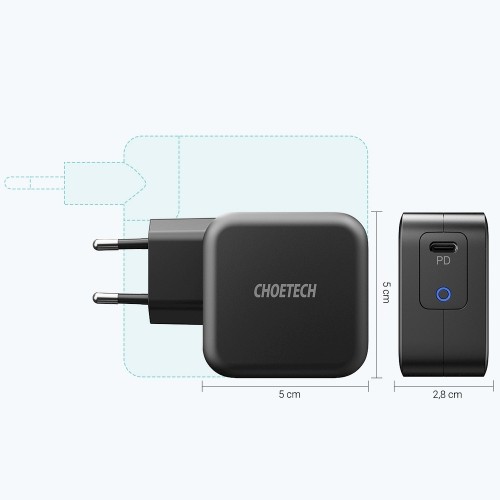 Choetech GaN USB Type C wall charger 61W Power Delivery black (Q6006) image 4
