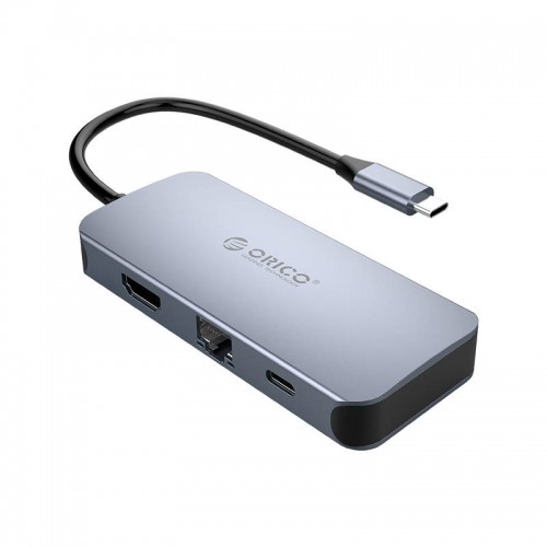 Orico 6-in-1 Adapter Hub, HDMI 4K + 3x USB 3.0 + RJ45+ USB-C PD 100W image 1