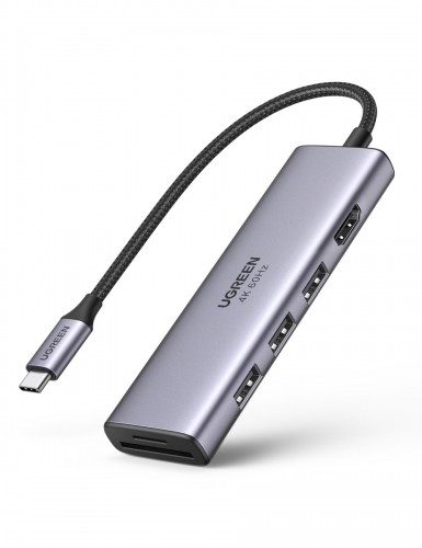 UGREEN CM511 5-in-1 Adapter USB-C Hub to 3x USB3.0 + HDMI + TF | SD (Gray) image 1