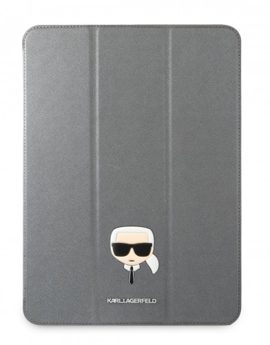 KLFC12OKHG Karl Lagerfeld Head Saffiano Folio Cover for iPad Pro 12.9 Silver image 2