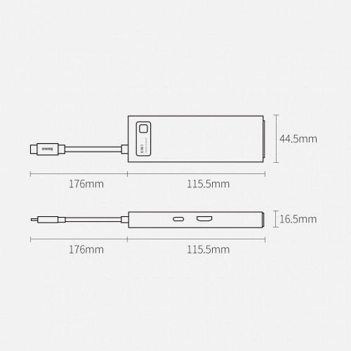 Baseus Metal Gleam 6in1 multifunctional HUB USB Type C - USB Type C Power Delivery 100 W | HDMI 4K 30 Hz | 3x USB 3.2 Gen 1 | RJ45 1 Gbps (CAHUB-CW0G) image 3