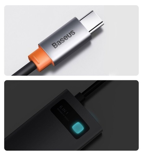 Baseus Metal Gleam 6in1 multifunctional HUB USB Type C - USB Type C Power Delivery 100 W | HDMI 4K 30 Hz | 3x USB 3.2 Gen 1 | RJ45 1 Gbps (CAHUB-CW0G) image 4