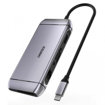 Choetech 9in1 multifunctional USB Type C HUB - 3x USB 3.2 Gen 1 | SD and TF memory card reader | HDMI 4K 30Hz | VGA Full HD 60Hz | USB Type C | RJ45 gray (HUB-M15 gray)