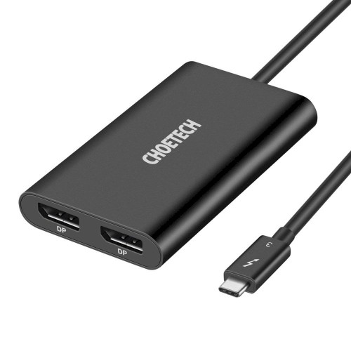 Choetech plug adapter USB Type C Thunderbolt 3 (40Gbps) - 2x DisplayPort 4K 60Hz black (HUB-D03) image 1