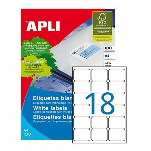 Этикетки для принтера Apli 100 Листья 63,5 x 46,6 mm image 1