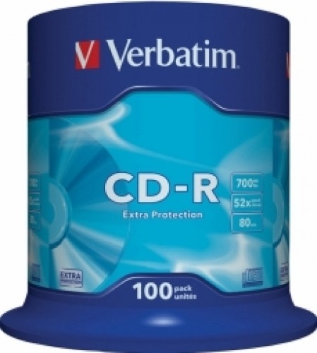Matricas CD-R Verbatim 700MB 1x-52X Extra Protection, 100 Pack Spindle image 1