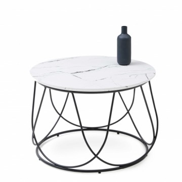 Halmar NUBIRA coffee table frame - black, top - white marble