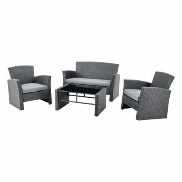 Набор стол и 3 кресла DKD Home Decor Серый синтетический ротанг (124 x 72 x 75 cm)