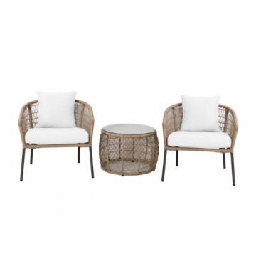 Galda komplekts ar 2 krēsliem DKD Home Decor sintētiska rotangpalma Tērauds (68 x 73,5 x 66,5 cm)