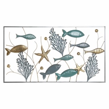 Sienu dekors DKD Home Decor Metāls Daudzkrāsains Zivs (90 x 4 x 50 cm)