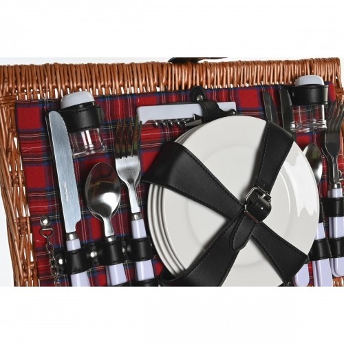 корзина DKD Home Decor Пикник Натуральный Красный плетеный (48 x 28 x 18 cm) image 4