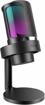 Fifine Amplifire A8 RGB mikrofons spēlēm | podkāsti | straumes | statīvs | melns