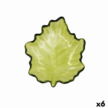 поднос для закусок Quid Лист Зеленый Cтекло (14 x 14,5 cm) (Pack 6x)