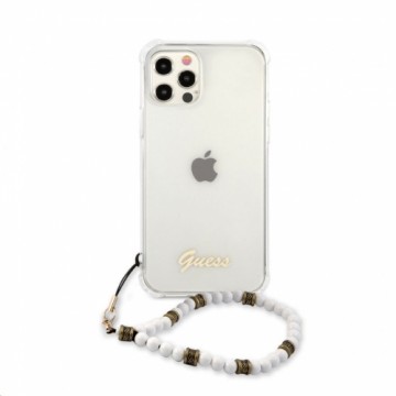 Guess  
       Apple  
       iPhone 12/12 Pro PC Script and White Pearls Case 
     Transparent