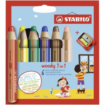 Цветные карандаши Stabilo Woody Разноцветный 3-в-1 6 Предметы