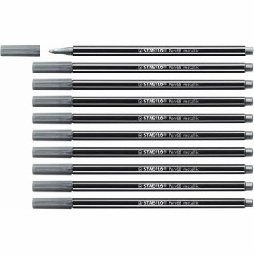 Фетр Stabilo Pen 68 metallic Серебристый 10 штук